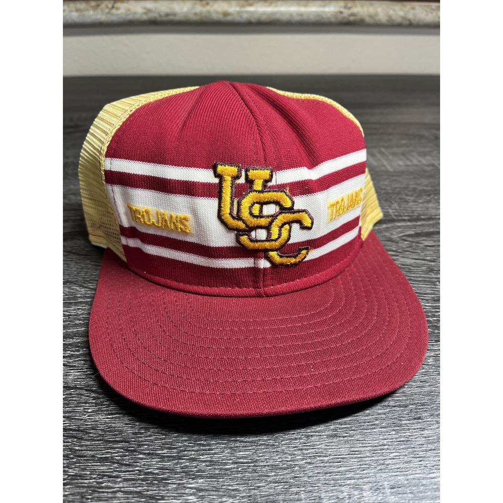 Vintage USC Trojans AJD Lucky‎ Stripes Vintage 80s Trucker Snapback Cap Hat USA